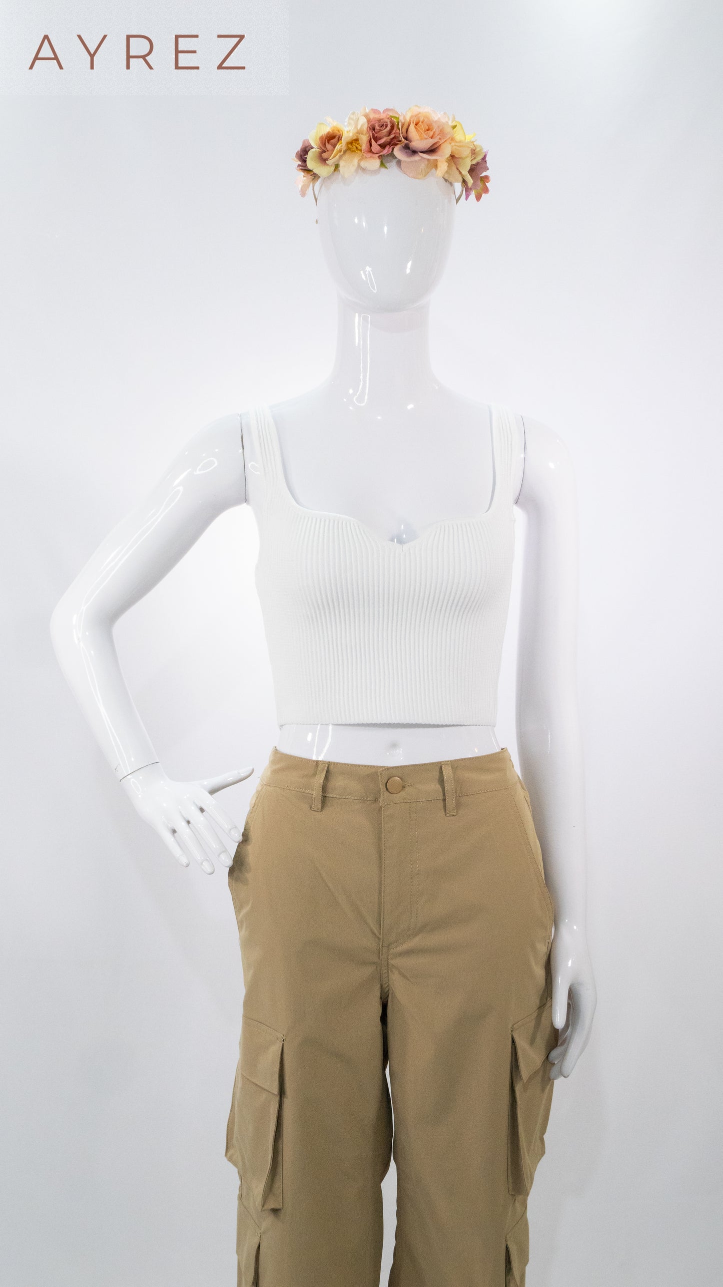 crop top blanco en canalé