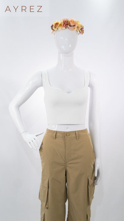 crop top blanco en canalé