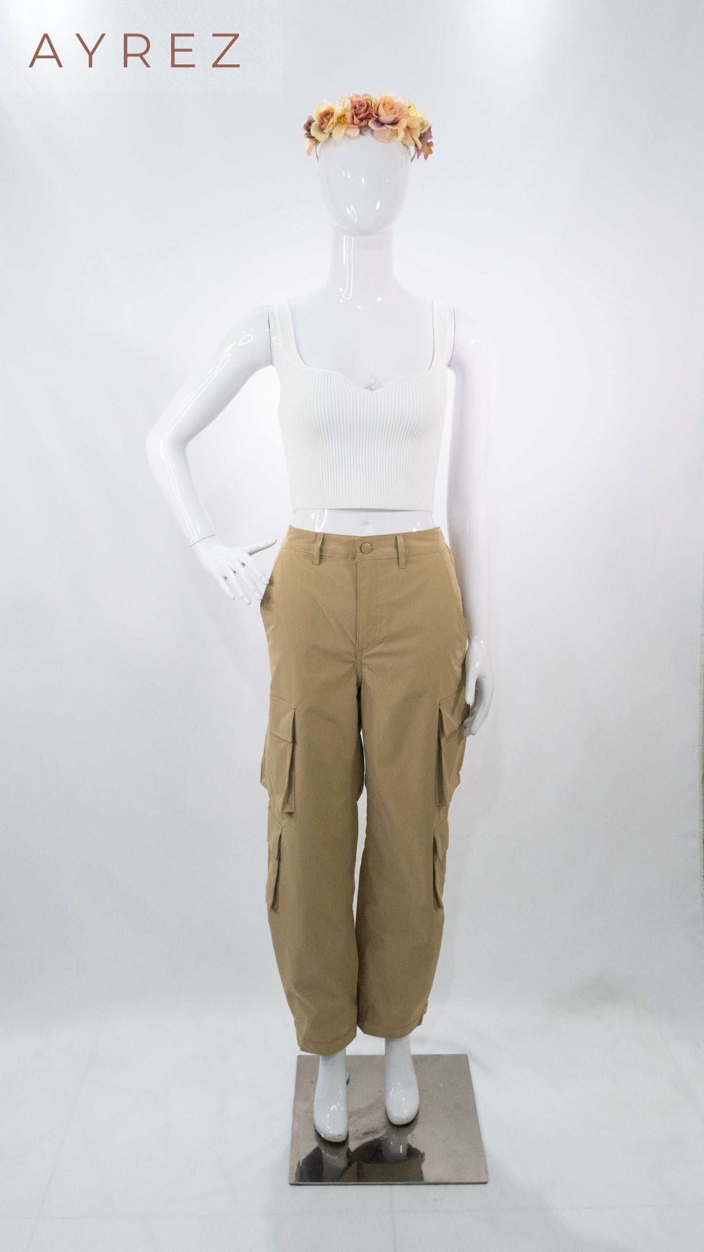 crop top blanco en canalé