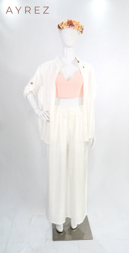 Conjunto Blanco con Top Rosa