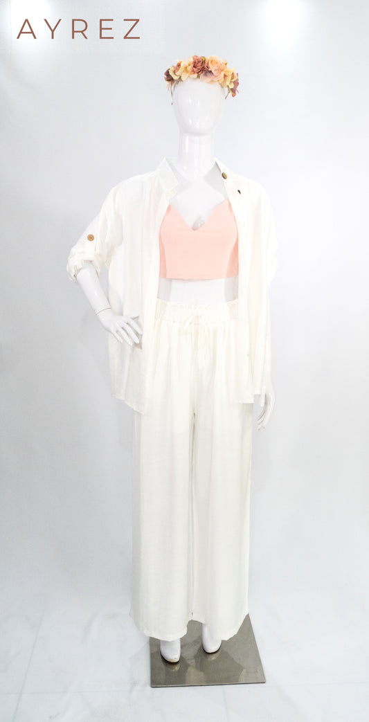Conjunto Blanco con Top Rosa