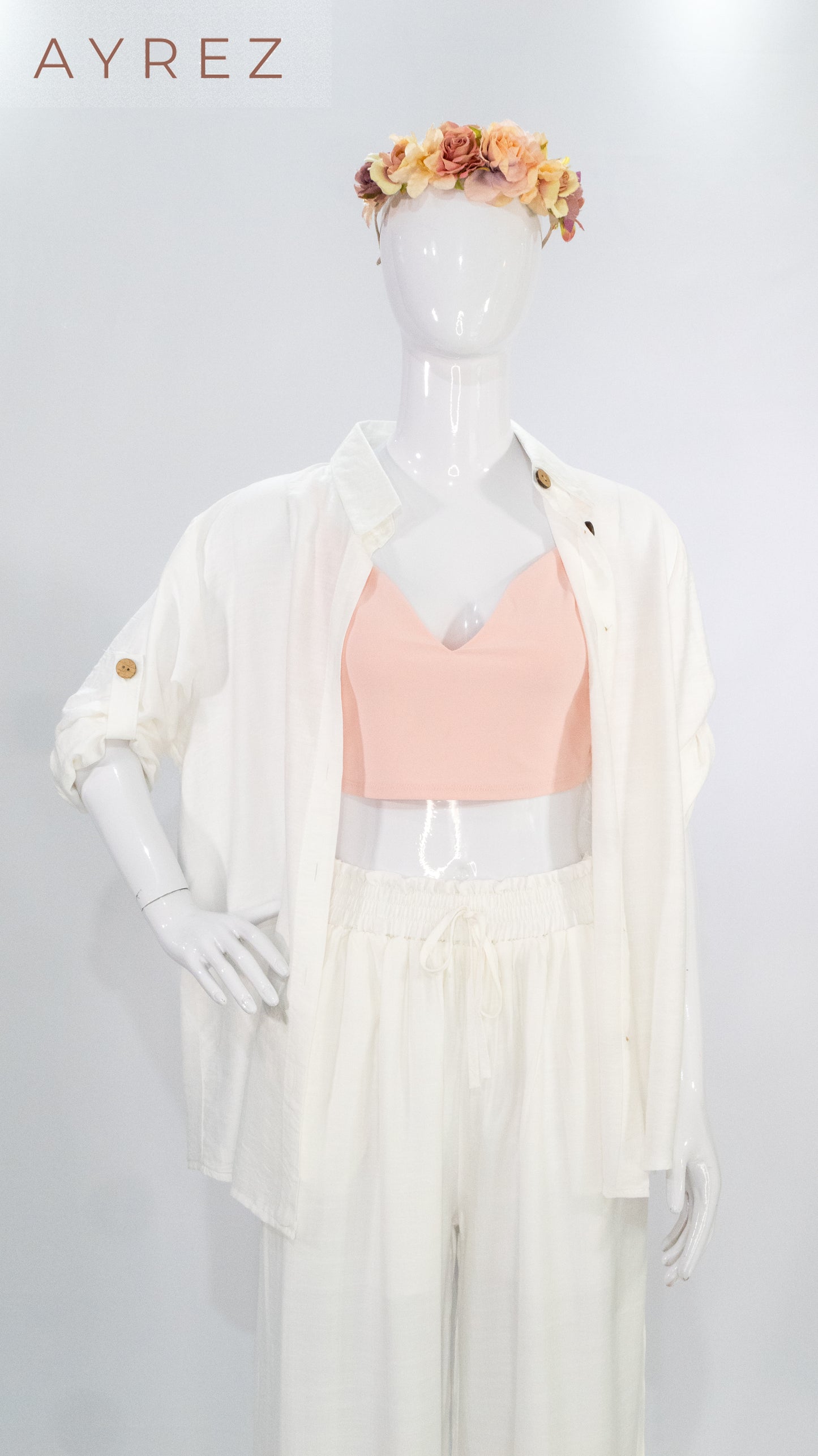 Conjunto Blanco con Top Rosa