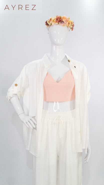 Conjunto Blanco con Top Rosa