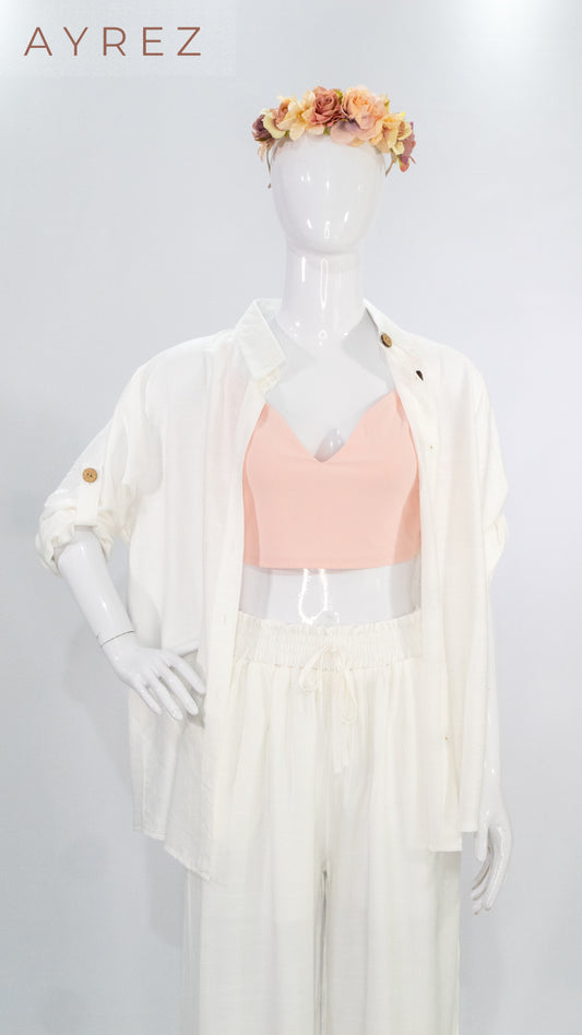 Conjunto Blanco con Top Rosa