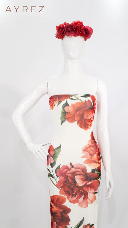 Vestido largo estampado floral rojo