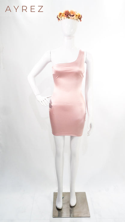 Vestido mini asimétrico rosa