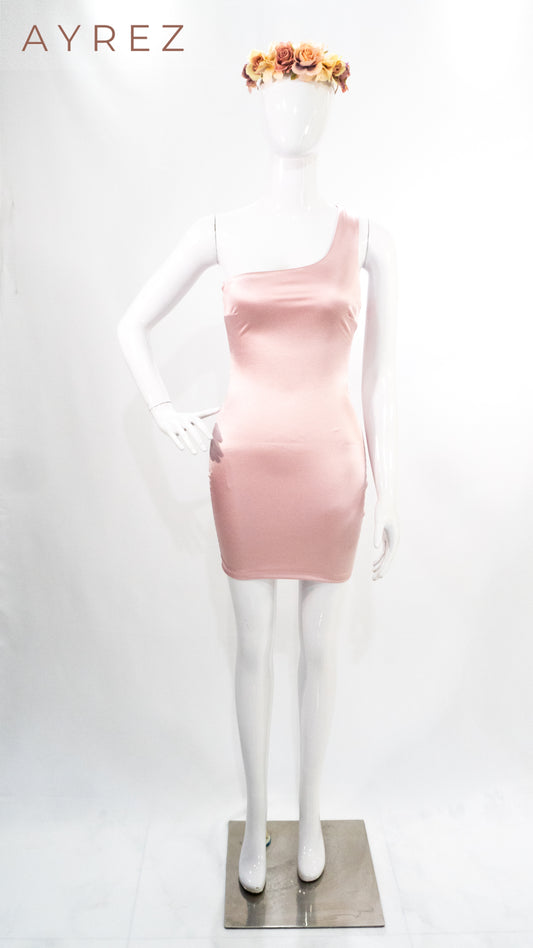 Vestido mini asimétrico rosa