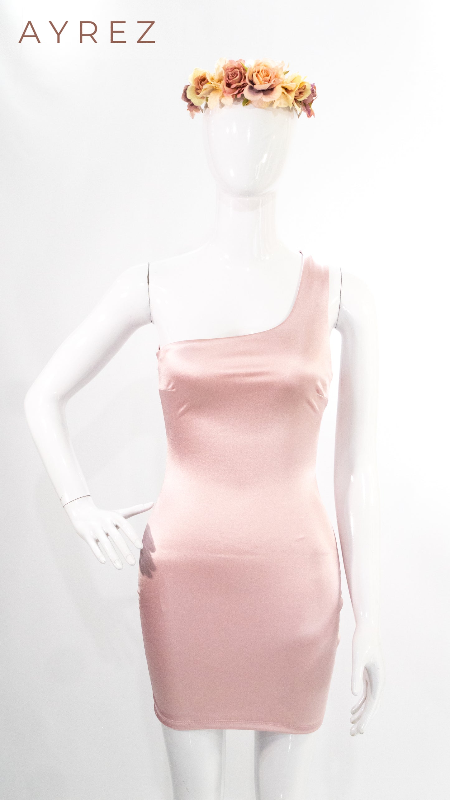 Vestido mini asimétrico rosa