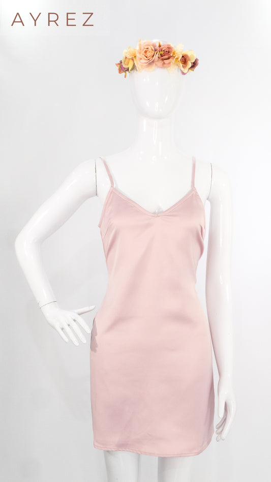 Vestido mini rosa de tirantes